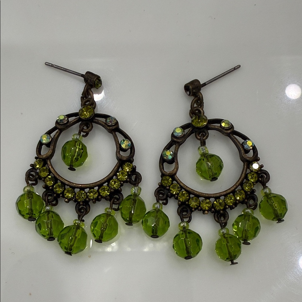 Elegant Green Dangle Earrings